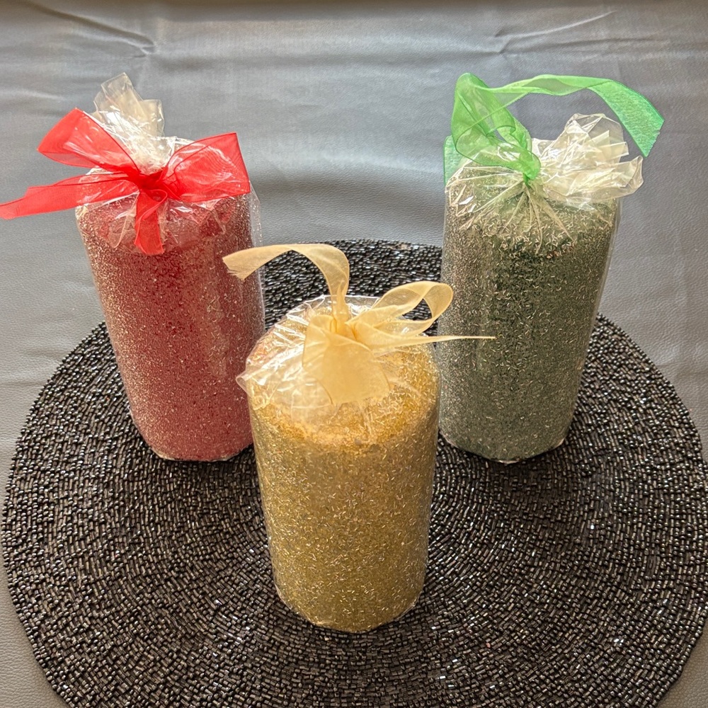 CVS Glitter Candles - Gold and Green Red